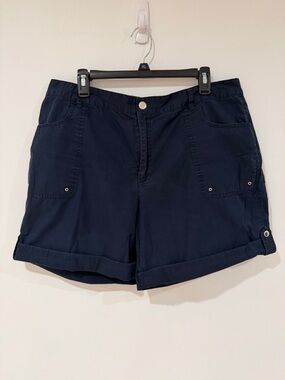 Chaps Navy Roll-Cuff Utility Shorts